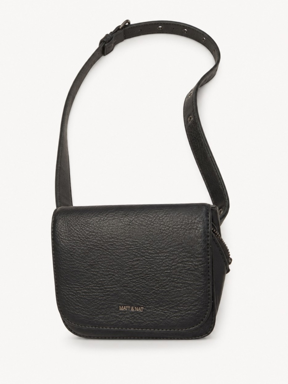 Matt & Nat Black Vegan Crossbody Bag Mini Flap Adjustable Strap